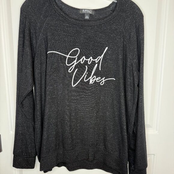 Buffalo David Bitton “Good Vibes” Long Sleeve Top M - Picture 2 of 6